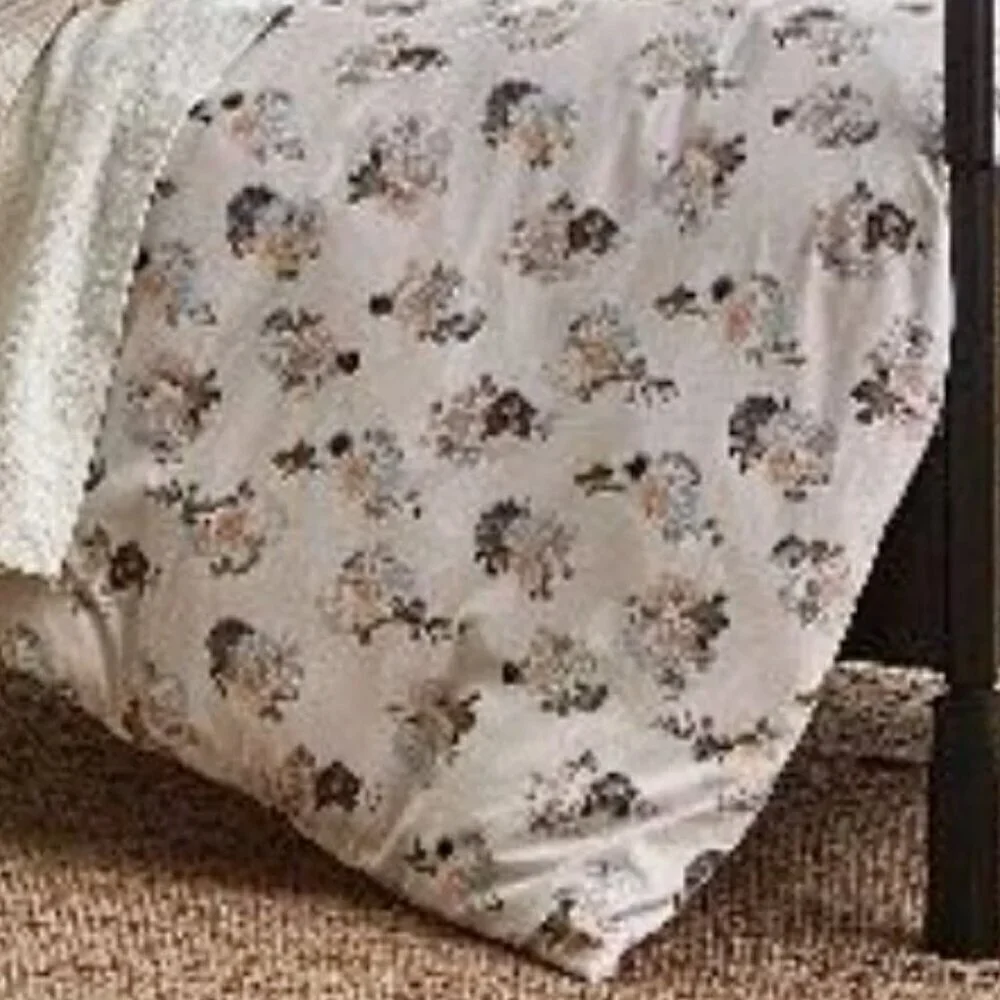 Christine Dovey Queen Vintage Floral Duvet Cover Set Off White Cotton Pastel
